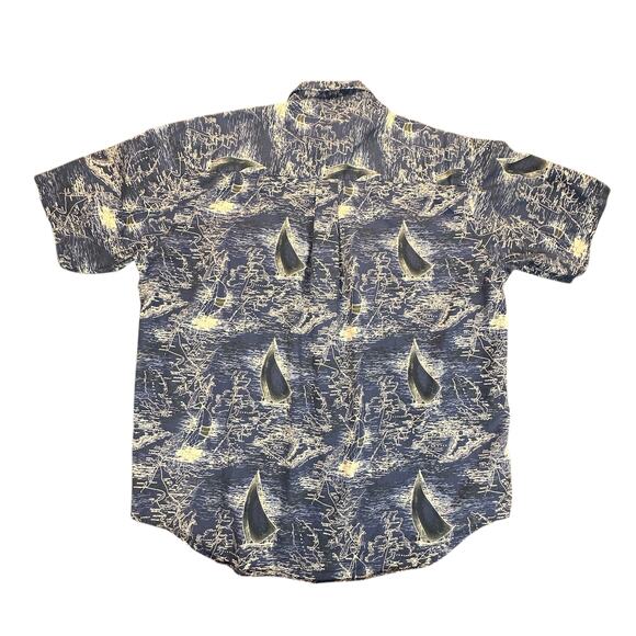 Natural Issue Shirt Mens Large Blue Nautical Print Wrinkle Free Button Front - Picture 8 of 8